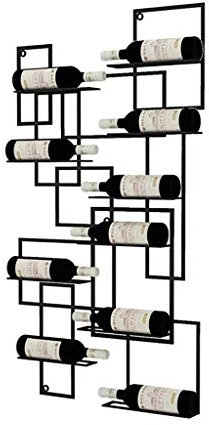 FPIGSHS Estante para Botellas de Vino de Hierro para Pared, botellero Decorativo para Botellas de Vino, botellero para múltiples Botellas (1, Negro)