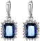 Ohrstecker Damen Zirkonia, Damen Ohrringe Durchzieher Quadratische Ohrringe Quadratisch Blau mit Radiantschliff Zirkonia Weiß Vergoldet
