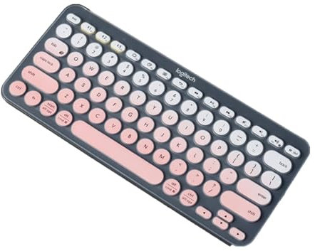 Tastaturabdeckung Ultradünnes Silikon für Logitech K380, Tastaturabdeckung für Logitech K380 Wireless Keyboard, wasserdichte staubdichte Tastaturhaut (Farbverlauf Rosa)