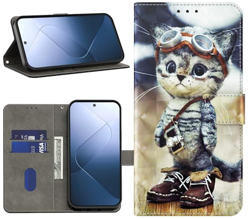 BOLELAW Hülle für Samsung Galaxy A21S, Freche Katze | Stoßfest PU Leder Klapphülle, Magnetverschluss, Standfunktion, Kartenfächern
