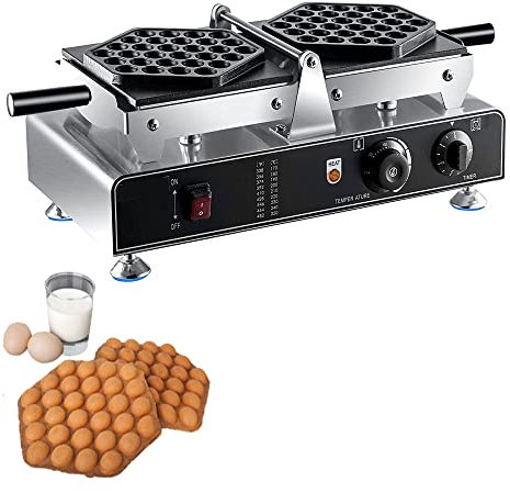 Gaufrier électrique aux œufs, gaufrier à bulles commercial 1500 W avec minuterie de 0 à 5 minutes, fabricant de bouffées d'œufs de Hong Kong, machine à gaufres aux œufs antiadhésives pour snack, 50 ~
