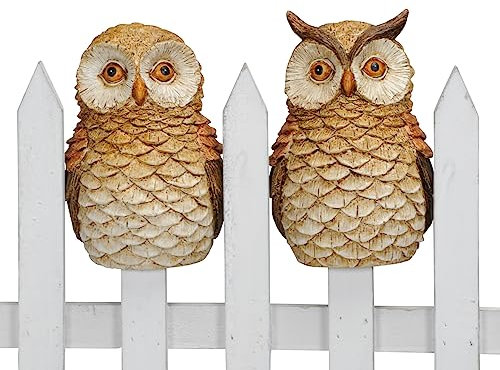 B2S BACK2SEASON Zaunfigur Eule Eulenpaar Polyresin Zaundeko Herbstdeko Zaunhocker frostfest H=16 cm 2er Set
