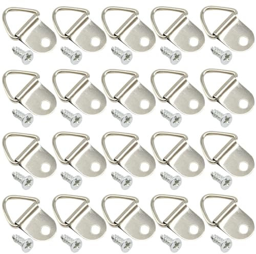 Hocansen 100 ganchos para cuadros de 22 x 10 mm, triángulo, anillo para fotos, ganchos para colgar fotos (Silver/XK-SJ)