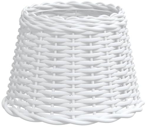 vidaXL Lampenschirm, Deckenlampenschirm für Wohnzimmer Schlafzimmer Esszimmer, Hängelampenschirm mit 1 lackierter Eisenfassung, Deckenlampe Schirm Tischlampe Schirm, Weiß Korbweide