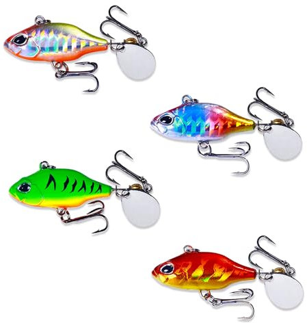 4 Stück Bleikopfspinner 8.5g Hecht Köder Angelköder Barsch Köder Zander Köder Angelköder Set Angel Köder Spin Jig Spinner Baits Spinjig für Barsch, Hecht, Rapfen, Zander und Wels (1#)