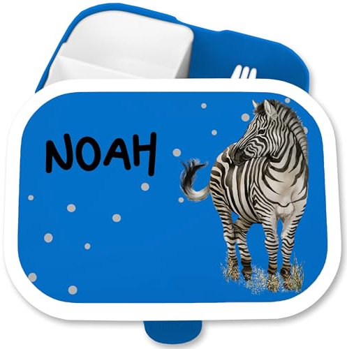 Brotdose Kinder Campus für Mepal - Zebra Zebras Zebramotiv Zebrastreifen - 750 ml - Blau - kindergarten fächern
