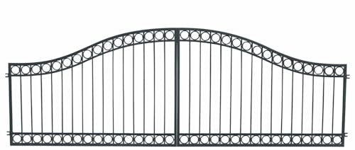 Gartentor Hoftor Einfahrtstor Metall Einfahrtstor Anello-GT400/100R Feuer Verzinkt 400 cm 4m Doppelflügeltor breit Schmiedeeisen Handarbeit Anthrazit Grau