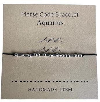 Zodiac Morse Code Bracelets, Wish Bracelet, Anklet, Bracelets, Star Sign Gifts, Zodiac Bracelet (Aquarius)