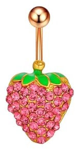 JEDTAKCT Piercing De Nombril Pour Femme – Personnalité Avec Incrustation De Zircon Fraise, Piercing De Nombril, Bijoux De Corps, Accessoires Sexy De Mode, Bijoux De Corps Y2K, Jaune, Comme Indiqué