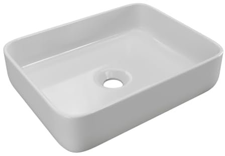 Vente-unique - Vasque à poser rectangle en céramique - Blanc - 50 x 39 cm - JUNIKO II