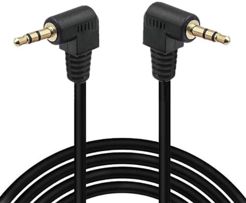 HTGuoji Short 3.5mm Right Angle Cable, Gold Plated 90 Degree 3.5 Male to Male Audio Stereo Jack Plug Car Aux 3-Pole TRS (1.8 meter)