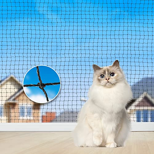 Aystkniet katzennetz für Balkon, 10 x 2 M Katzennetz Drahtverstärkt mit Befestigungsseil | Nägel | Kabelbinder, Biss-und reißfestes Balkonnetz, UV-beständig katzenschutznetz für Fenster Terrasse Tür