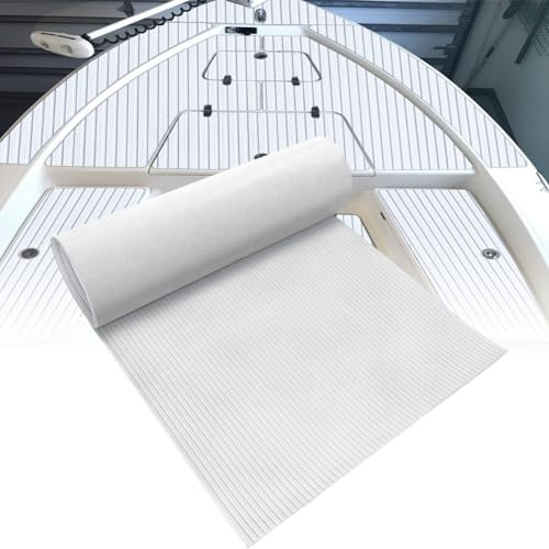 HZCHIONE Boat Flooring EVA Foam White Boat Decking 240x55cm Non-Slip Boat Mat Self-Adhesive Foam Boat Deck Flooring Carpet Mat Rolls for Kayak Deck Boat Yacht Flooring Motorboat
