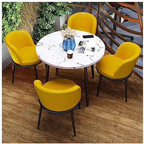 Couchtisch für Konferenz- und Empfangsräume, modernes rundes Esstisch-Set, Wohnzimmertisch und Stuhl-Set zur Kombination, kleiner runder Tisch, Büro, Schachzimmer, Bibliotheken, Lounges, Shop (gelb)
