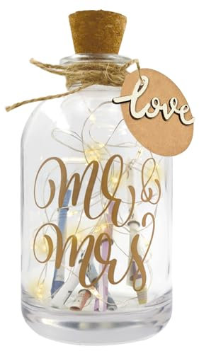 Flaschenlicht Hochzeit, Beleuchtete Flasche mit Spruch - Mr & Mrs, Geldgeschenke Hochzeit Verpackungen, Personalisierte Hochzeit Flasche Lampe, Hochzeitsgeschenke für Freunde