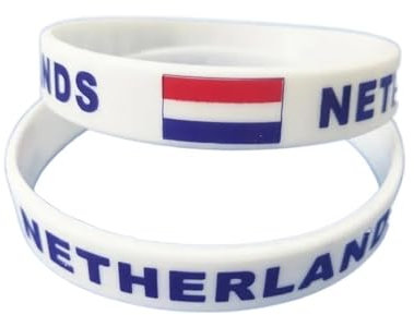 JCUIyon 1PC Niederlande Flagge Silikon Armband Weiß Nederlands Fußball Sport Souvenir Silikon Armbänder & Armreifen Geschenke