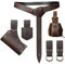 EpicCos 6 PCs Renaissance Belt Costume Medieval Accessories Belt Pouch Skirt Hiking Sword Frog Viking Horn Belt Holster(Braun A)