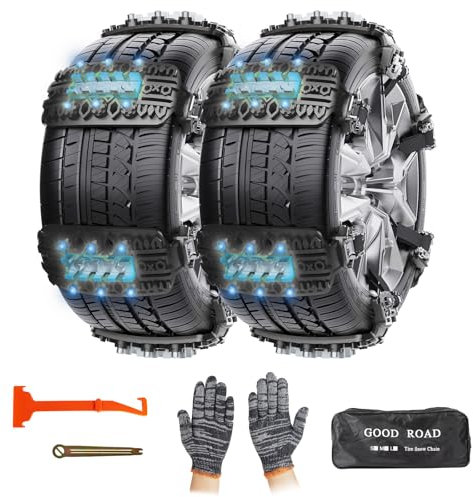 GOHHME Schneeketten 6 Stück für Alle Fahrzeugtypen mit Eiskratzer Hochleistungs Material Verbesserte Traktion mit Metall-Einsätzen Einfache Installation 165mm-275mm