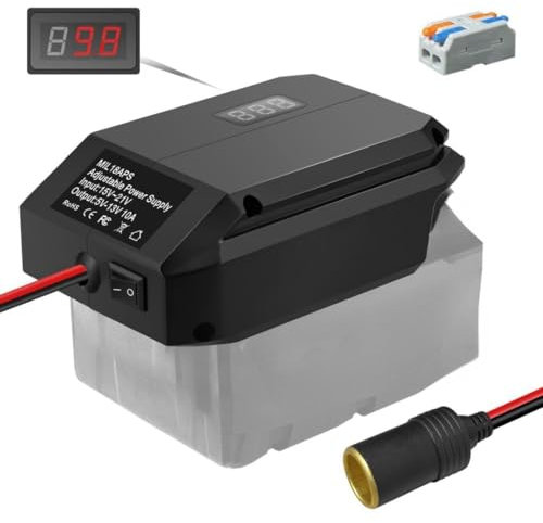 18V to 12V Step Down Converter for Milwaukee M18 Battery Adapter,Power Connector for Car Appliances,DIY Charger Buck Converter Power Station,Cigarette Lighter Connector,Outdoor Camping