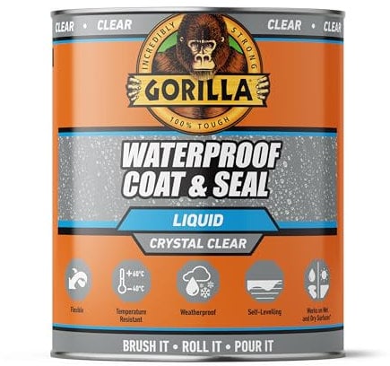 Gorilla Waterproof Coat & Seal Clear, 473ml - Weatherproof Liquid Sealant | Stops & Prevents Leaks | For Roof Tiles, Brick, Wood, Metal, Concrete, Stone, Rubber, Plastics*