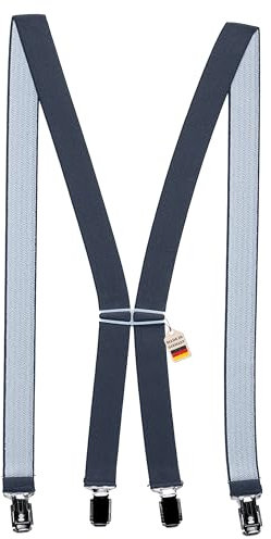 Zukunftsenkel Hosenträger 4 Starke Clips X-Form 2,5cm Breite Herren Damen Skihose Arbeitshose Verstellbar und Elastisch Fasnacht H-Form (Dunkelgrau)
