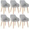 Goeurvant Chaises Velours Gris Salle à Manger avec Accoudoirs Lot de 6 Chaises Fauteuil rembourrée avec Pieds en Bois pour Salon Cuisine et Bureau