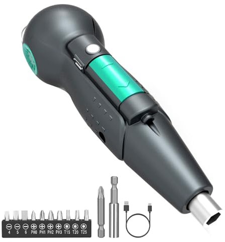 wivixi 3.6V Cordless Stick Screwdriver with 10Piece Bit Set and USB Cable Multifunction Cordless Electric Screwdriver