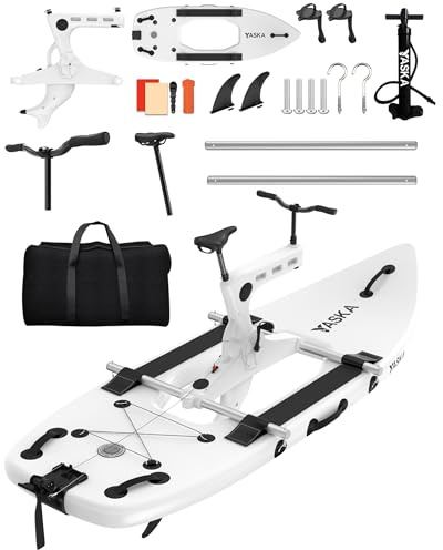 Water bike Sea Pedal Recreational Surfing, Inflatable Kayak Bikeboat for Sport Fun Fishing, White, Stil 1