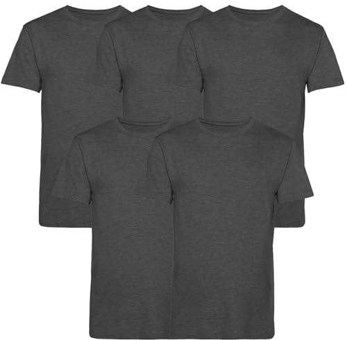 Men’s T-Shirts Multipack (Pack of 5) | Crew Neck Short Sleeve | 100% Cotton | Casual, Gym, Work, DIY, or Events | Comfortable & Durable Plain T-Shirts