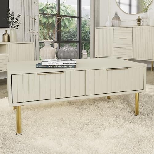 GFW Nervata Coffee Table Living Room Storage Display Ivory