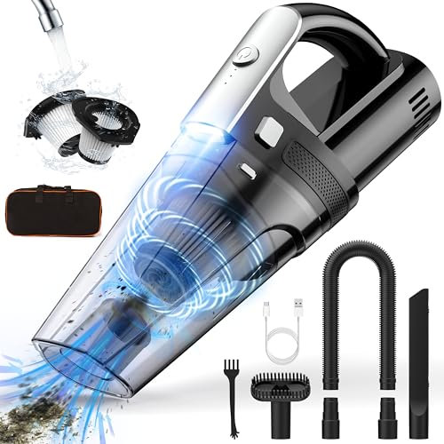 NIWOHOM 120W Handstaubsauger mit Licht, 7500pa/12000Pa Handstaubsauger Kabellos mit Waschbar HEPA-Filter, USB Aufladbar Akku Staubsauger Auto, Handstaubsauger Nass and Trocken für den Auto, Haus,Küche