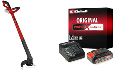 Einhell Coupe-Bordures sans Fil GC-CT 18/2411 Li P-Solo Power X-Change (18 V, Largeur de Coupe 24 cm, Bloc Moteur pivotant, poignée auxiliaire, 20 Lames en Plastique) avec Chargeur et Batterie 2,5Ah