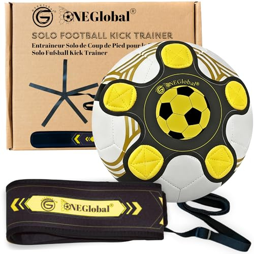 ONEGlobal Football Kick Trainer for Practice | Upgraded Materials with Reinforced Waist Belt, 2m Elastic Cord & Unbreakable Steel Buckle | Perfect Football Gifts for Boys, Men & Girls