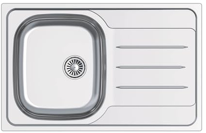 Edesa Fregadero Cocina Sobre Encimera 1 Cubeta Cuadrada 1 Escurridor Veleta SE 79x50 cm Profundidad 18 cm Fonoabsorbente Accesorios Incluidos Instalación mueble 45cm Acero Inoxidable