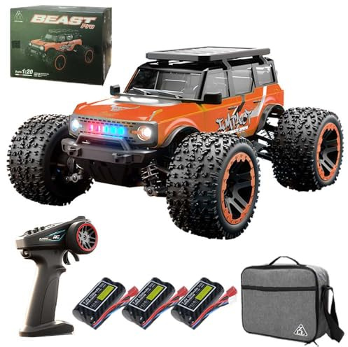 X-Verse SG201PRO Voiture Télécommandée 1:20 55 KM/H Voiture RC Moteur À Balais De Charbon, 4WD Tout Terrain RC Truggy Camion RC Crawler pour Adultes et Enfants, 3 Piles
