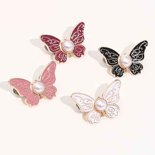 Detachable Butterfly Clips, Butterfly Pant Waist Tightener, Instant waist buckle that does not require sewing,Cute jeans buckle pin waist tightener, adjustable waist buckle clip (D# 4pcs)