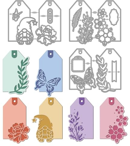 MAYJOYDIY Etikettenhintergrund Metall Stanzformen Hängeetiketten Stanzschablonen Rechteckiger Rahmen Karbonstahl Prägevorlage Für DIY Scrapbooking Alben Dekorative Prägung Papierkartenherstellung