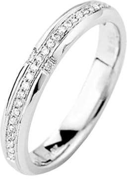 Whoiy Trauringe Weißgold 9K, Schlicht Diamant Ehering 375 Echtgold Bandring für Damen Gr. 65 (20.7)