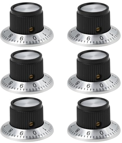 VGOL 6 Perillas de 1/4 para Amplificador de Guitarra Vintage 23 X 14 Mm Negras para Pedales Y Amplificadores.