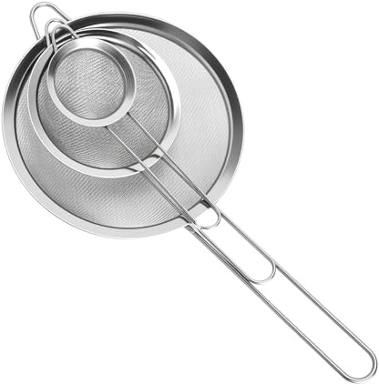 Küchensieb Set Edelstahl 3-teilig Feines Passiersieb 7/12/18 cm für Mehl, Eiweiß, Zucker, Saft Feinmaschiges Siebset für Küche, Kochen & Backen
