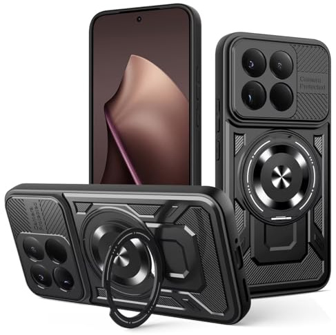 COMAKU Ultra Panzerhülle für Xiaomi Poco F8 Pro, TPU+PC StoßFest Hülle mit Ring Ständer Handyhülle [Vollständiger Kameraschutz Cover] - Schwarz