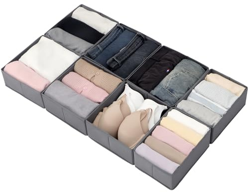 LAJIAKE 8er-Set Schubladen-Organizer Kleidung für PAX Schrank 100x58, Grau | Faltbarer Schrank Organizer mit Boden | Stabil & Modular | Passend für PAX Organizer | Für Kleidung & Kinderkleidung