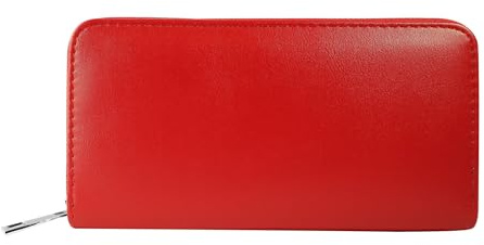 Cham Cham Geldbörse für Damen aus Kunstleder in Rot, Geldbeutel mit Reißverschluss in 10 x 19 x 2,8 cm