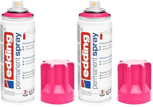Edding Spray permanent Rose fluo mat 5200 - Peinture acrylique Aérosol - Pour verre, métal, bois, céramique, plastique, toile (Lot de 2)