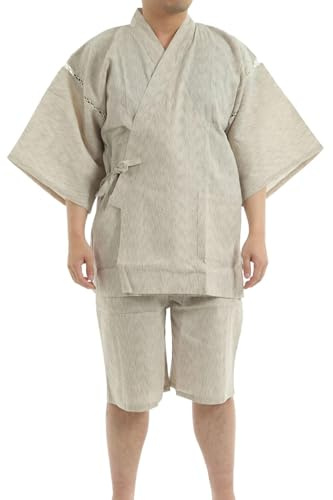 Edoten Japan Kimono Jinbei für Herren, Weiß 752, M