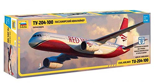 Zvezda 500787023-1:144 Tupolev TU-204 100, Model Building Kit, Standing Model Building, Hobby, Crafts, Plastic Kit