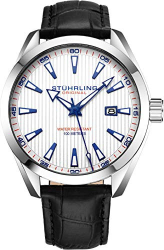 Stuhrling Original Herrenuhr Analoges Zifferblatt mit Datum - Kalbsleder-Lederband oder Edelstahlarmband, 3953 Uhren für Herren Kollektion