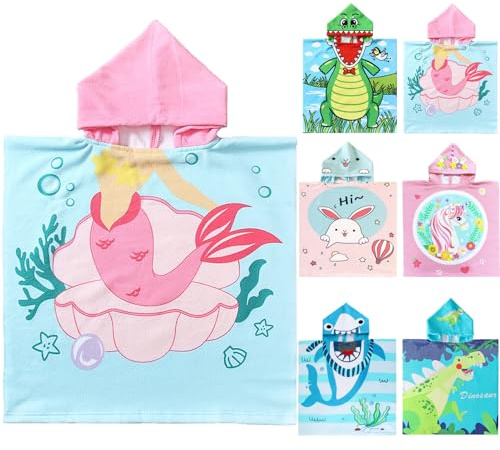 NovForth Kids Beach Towel for Boys Girls, Mermaid Hooded Bath Towel Wrap, Toddler Pool Towel with Hood