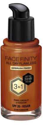 Max Factor Facefinity 3-in-1 All Day Flawless Foundation, SPF 20, Ganache, 30ml