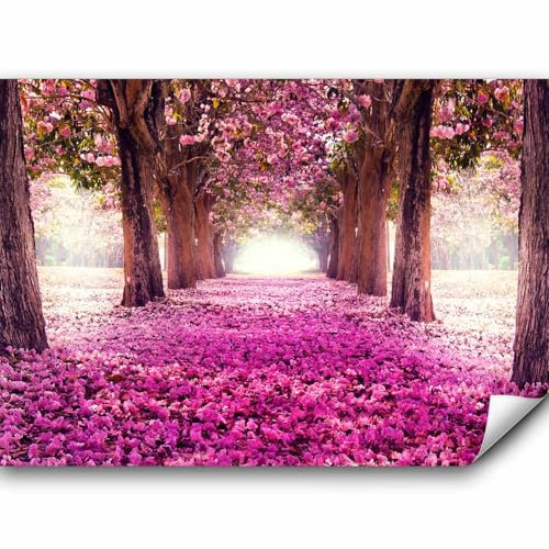 murando Fototapete selbstklebend Weg 343x256 cm Tapete Wandtapete Klebefolie Dekorfolie Tapetenfolie Wand Dekoration Wandaufkleber Wohnzimmer Blumen Bäume rosa braun c-A-0031-a-d